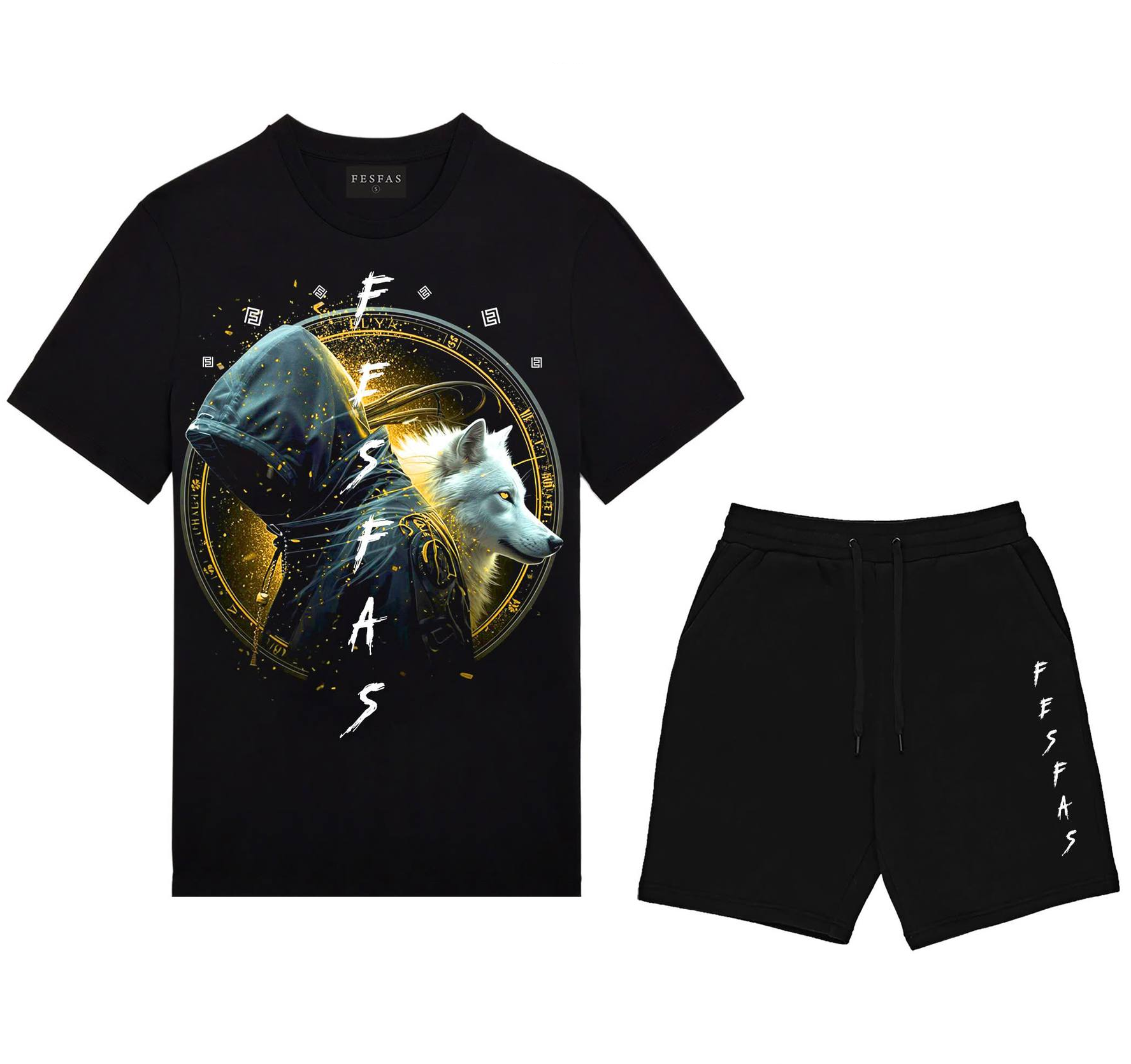 FesFas wolf-print T-shirt Set | Black | Men