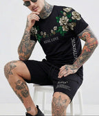 FesFas flowers-print T-shirt Set | Black