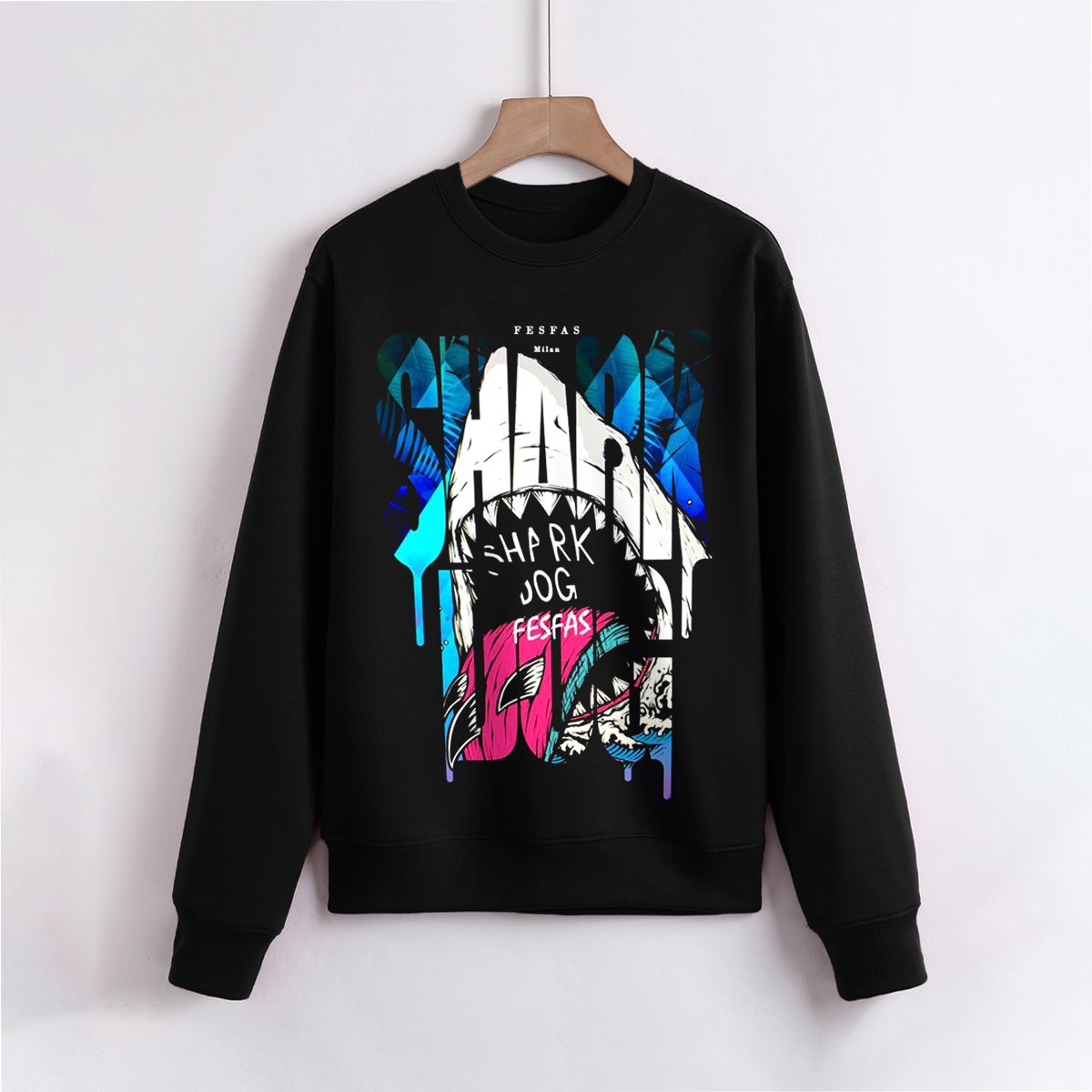 FesFas Shark-print Sweatshirt | Black