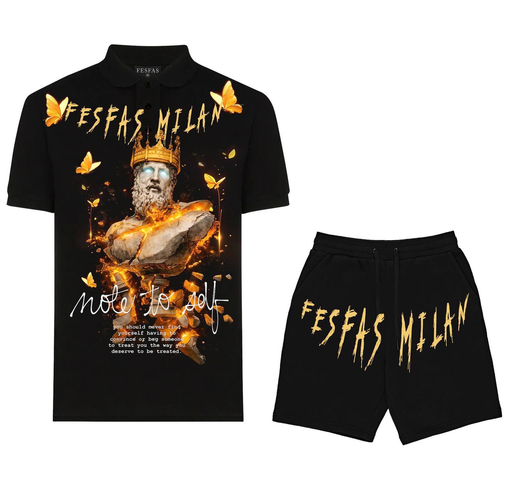 FesFas Poseidon-print Polo Set | Black
