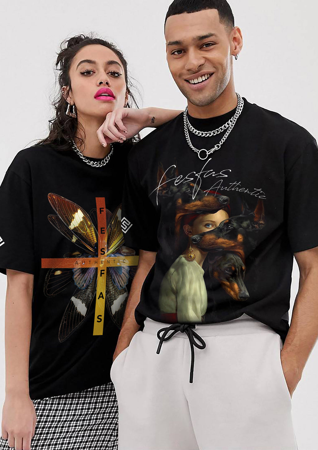 FesFas friendship-print T-shirt | Black