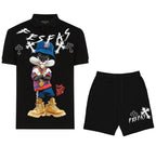 FesFas blue cap rabbit-print Polo Set | Black