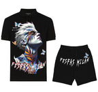 FesFas butterflies-print Polo Set | Black