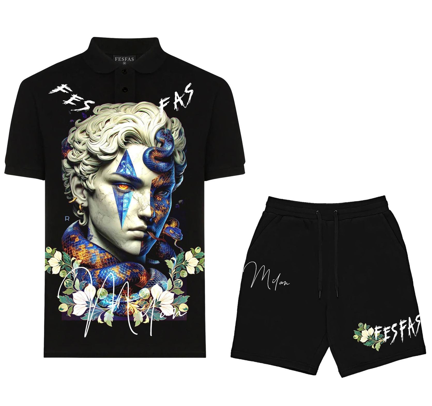 FesFas medusa-print Polo Set | Men | Black
