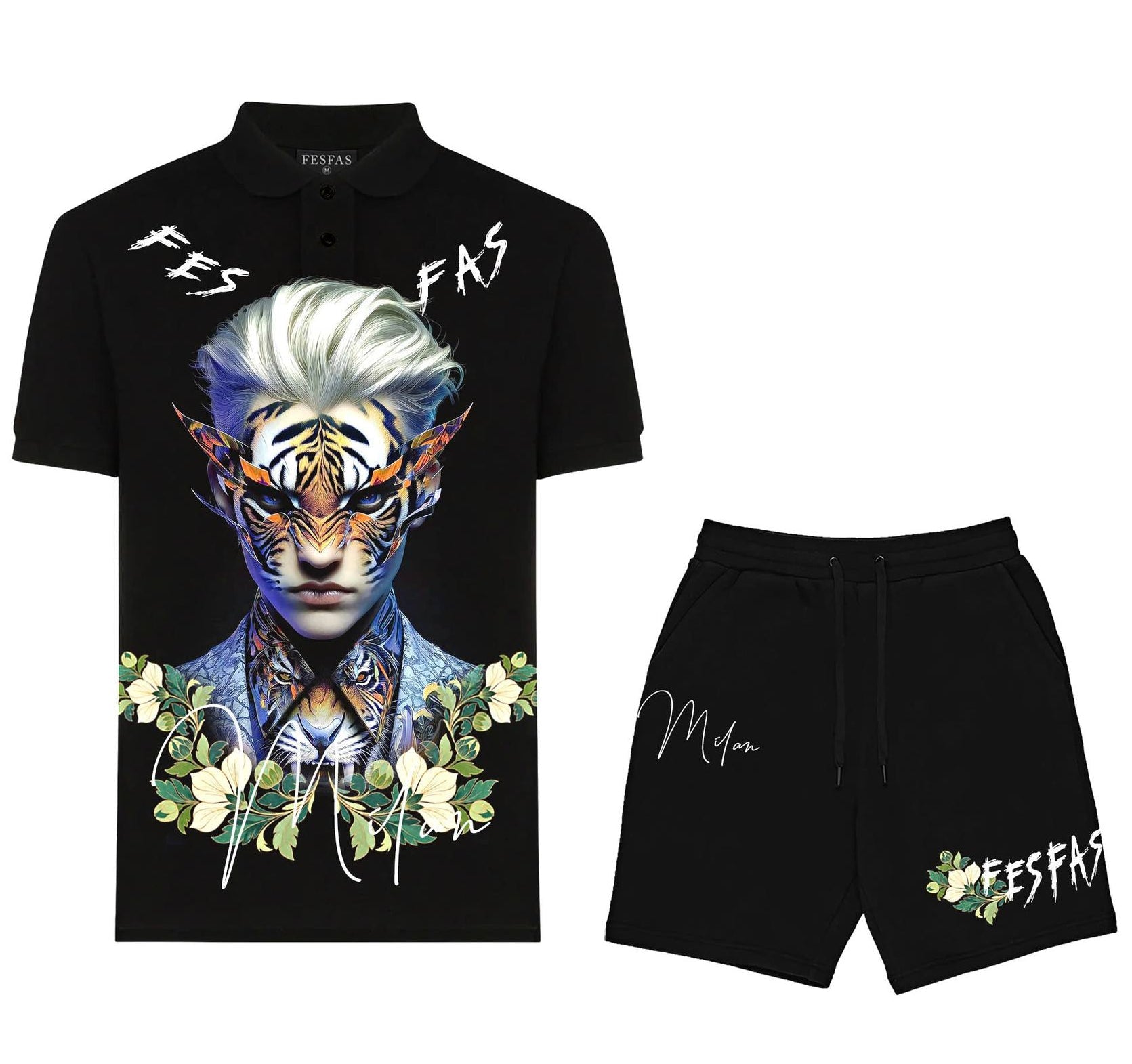 FesFas tiger spirit-print Polo Set | Black