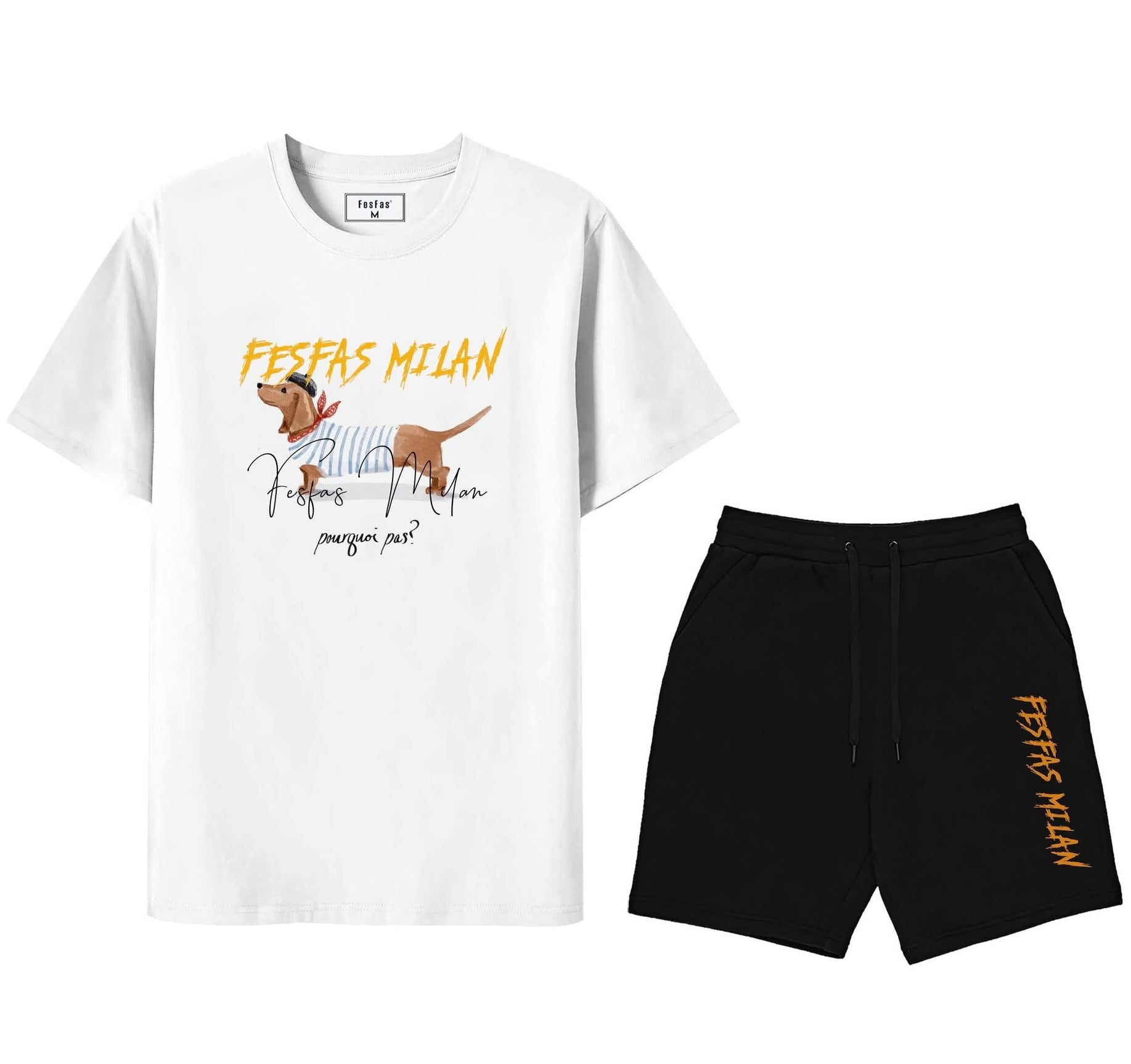 FesFas dachshund-print T-shirt Set | Black & White