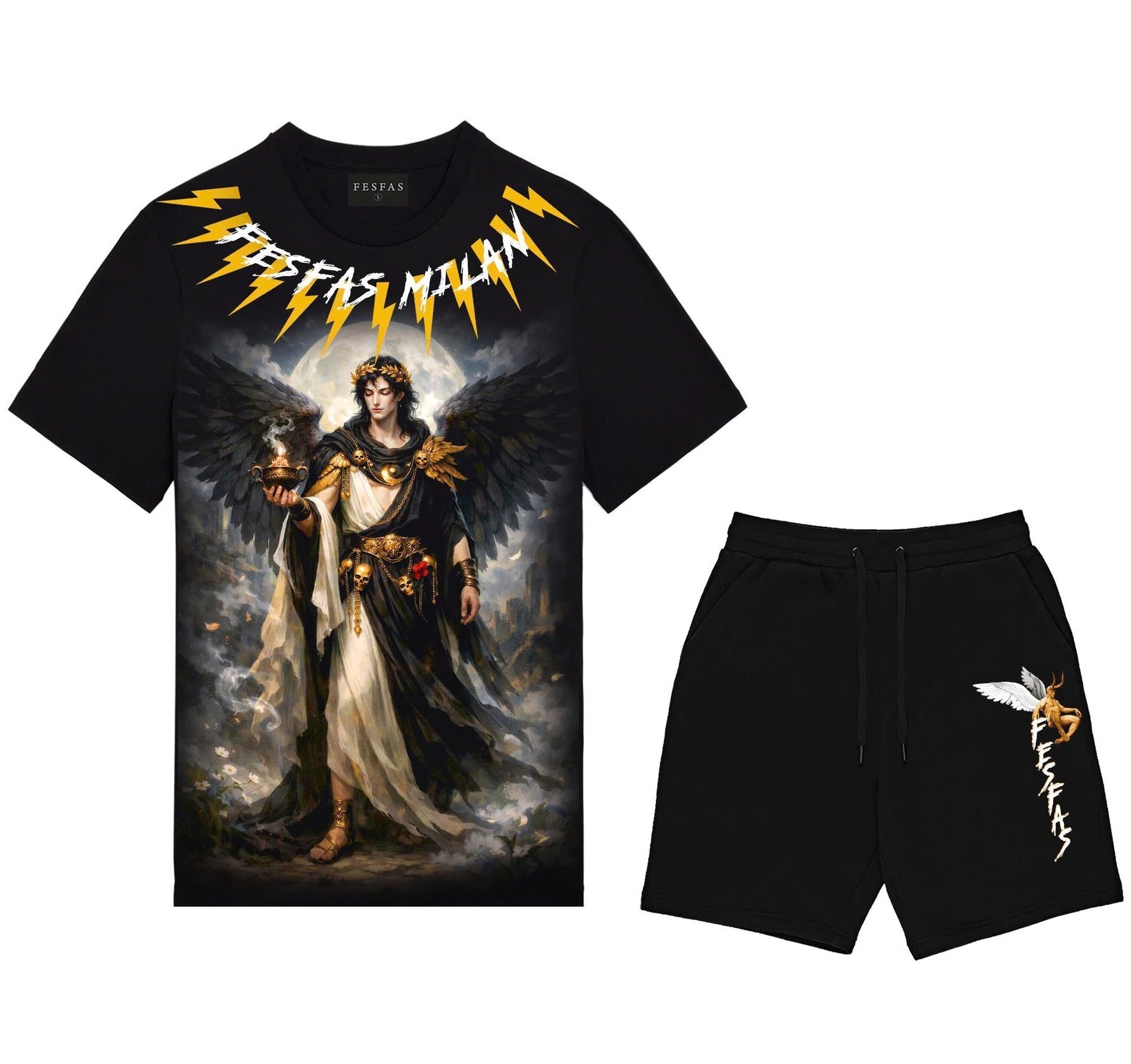 FesFas genie-print T-shirt Set | Black
