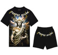 FesFas thunder god-print T-shirt Set | Black | Men