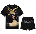 FesFas art statue-print T-shirt Set | Black