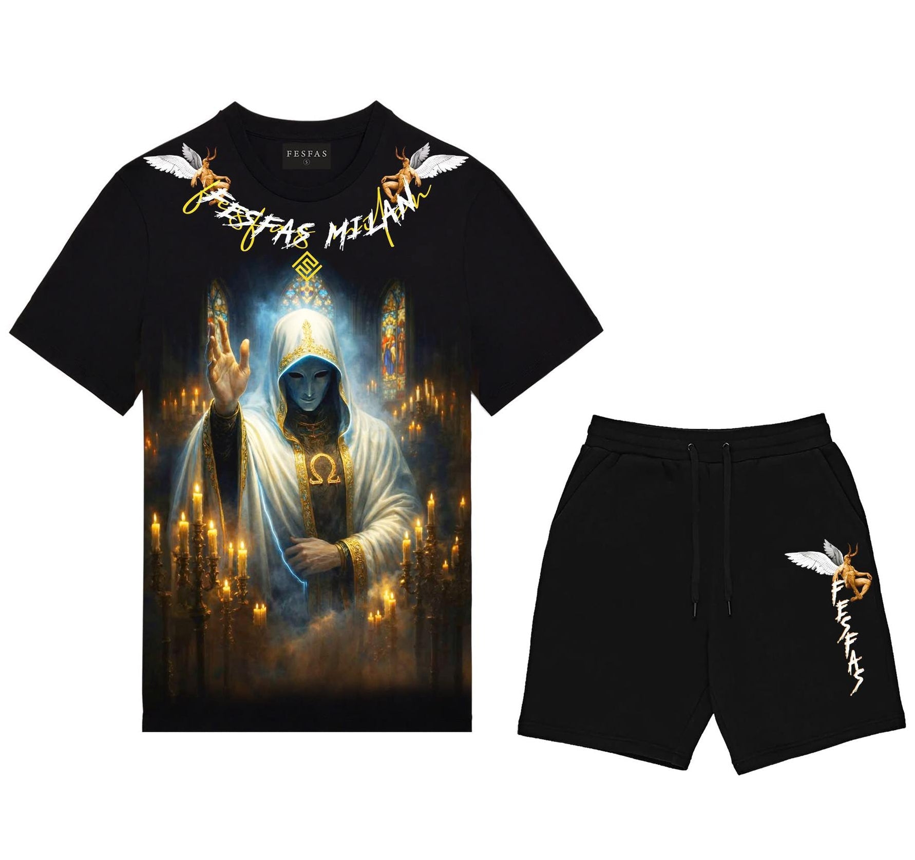 FesFas mysterious-print T-shirt Set | Black | Men