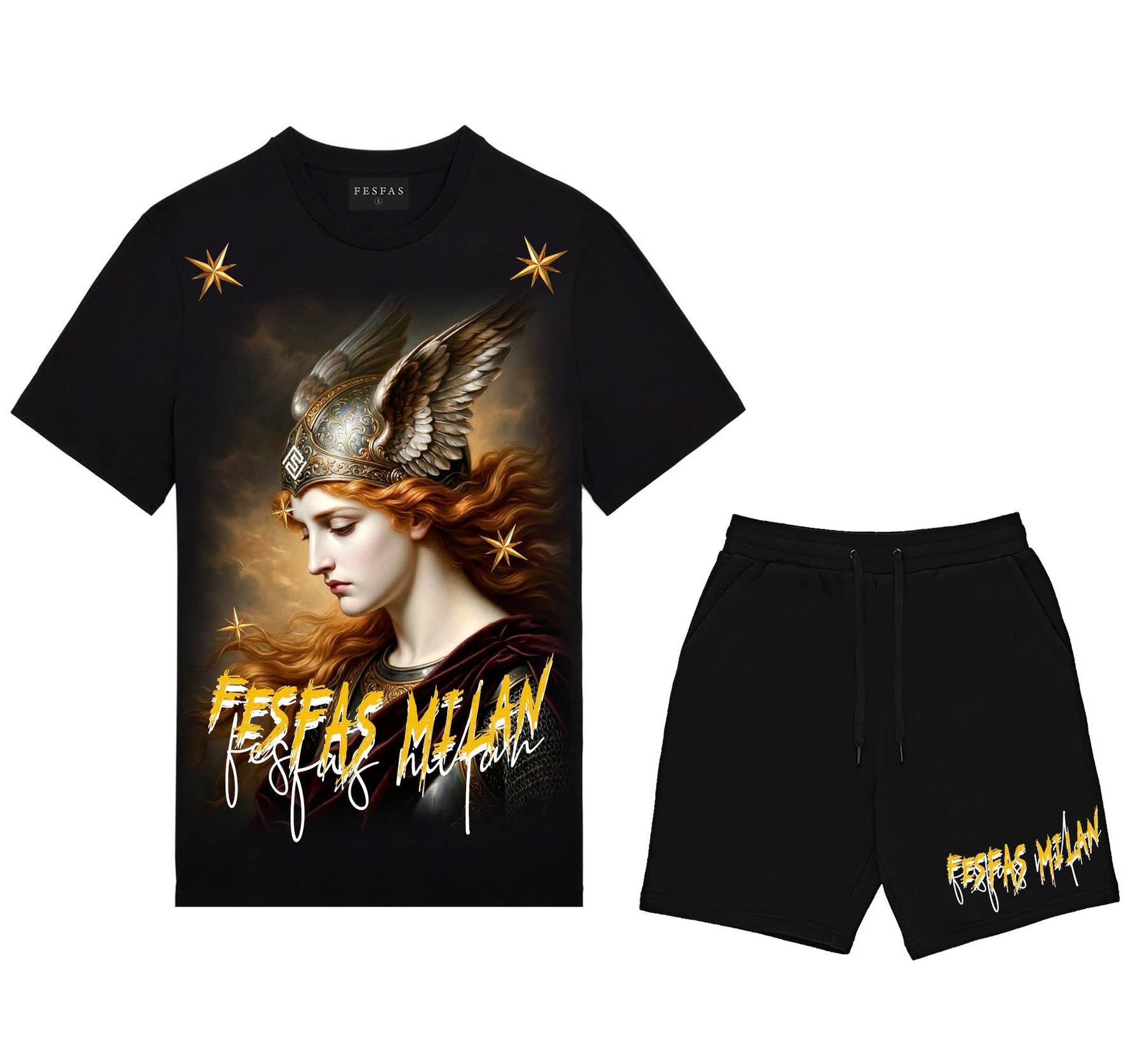 FesFas woman warrior-print T-shirt Set | Black | Men