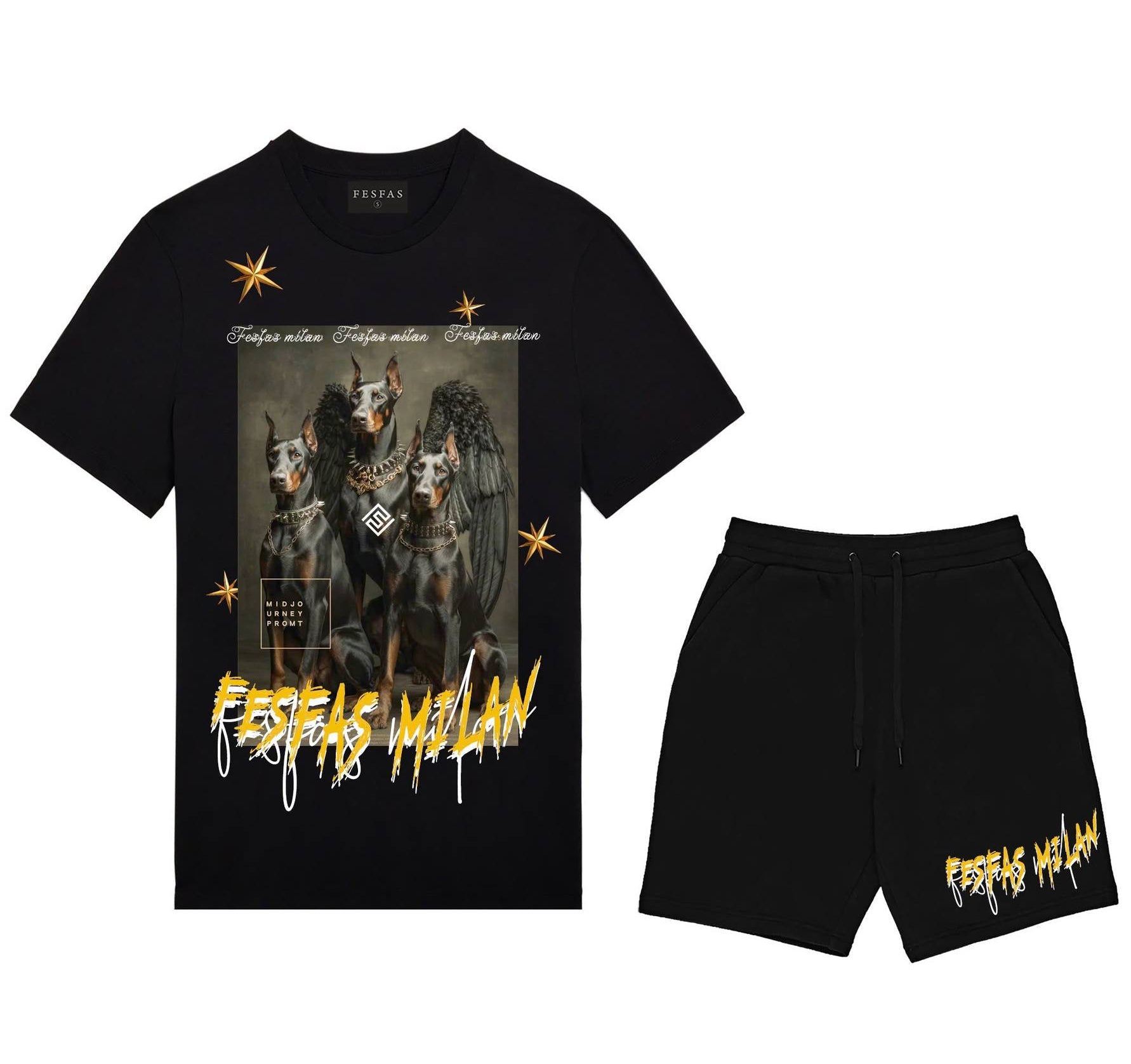 FesFas survival battles-print T-shirt Set | Black | Men