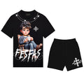 FesFas relaxed boy-print T-shirt Set | Black