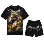 FesFas golden horse-print T-shirt Set | Black