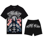 FesFas goddess-print T-shirt Set | Black