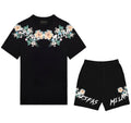 FesFas flowers-print T-shirt Set | Black