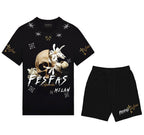 FesFas skull flower-print T-shirt Set | Black