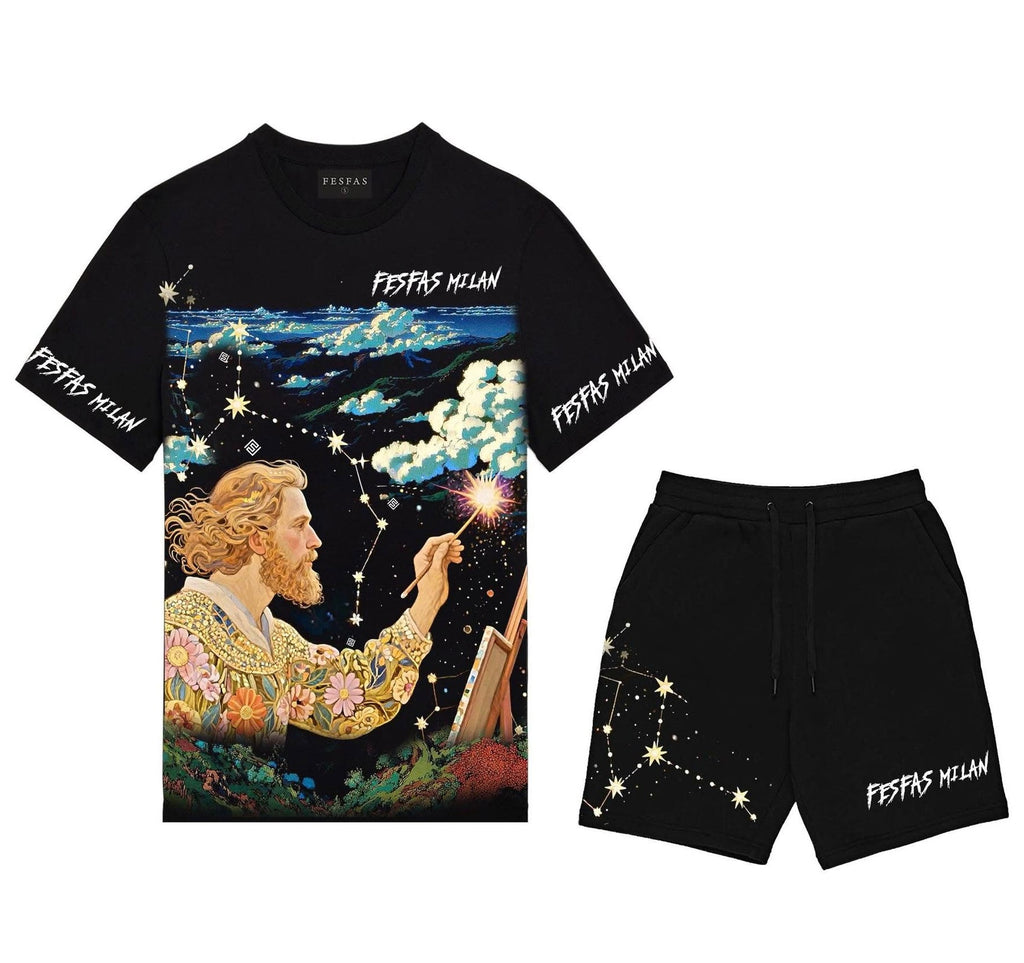 FesFas painting-print T-shirt Set | Black