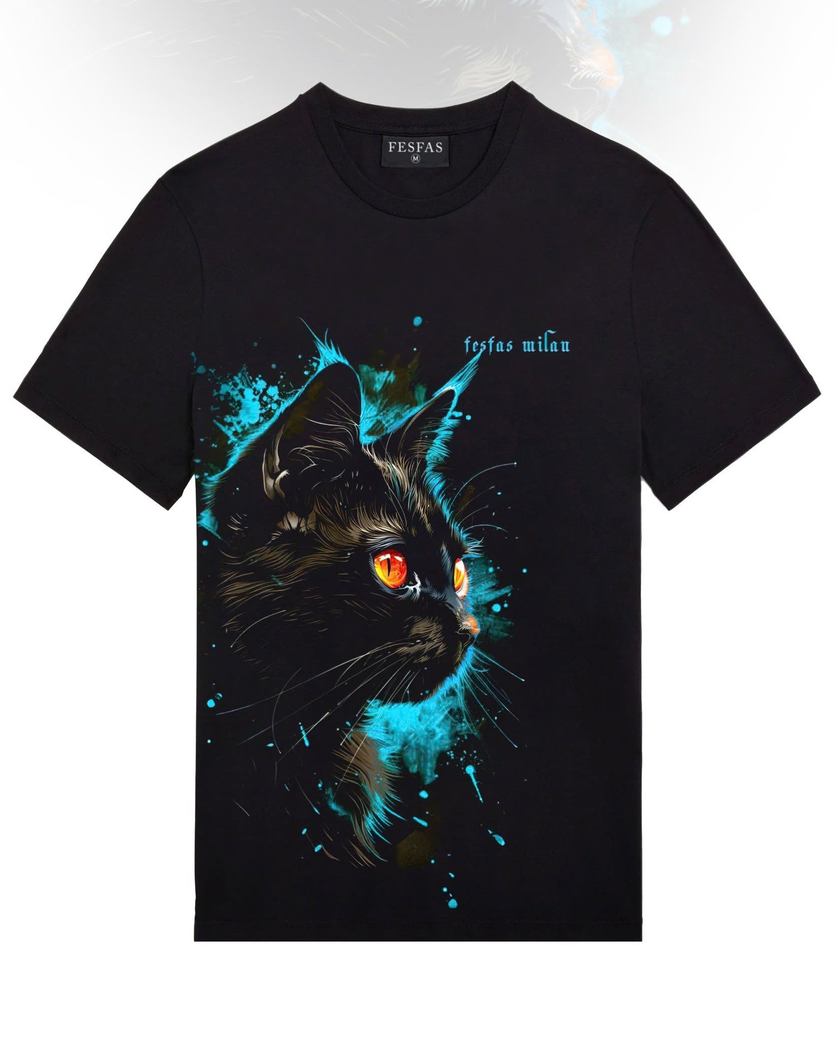 FesFas cat-print T-shirt | Black