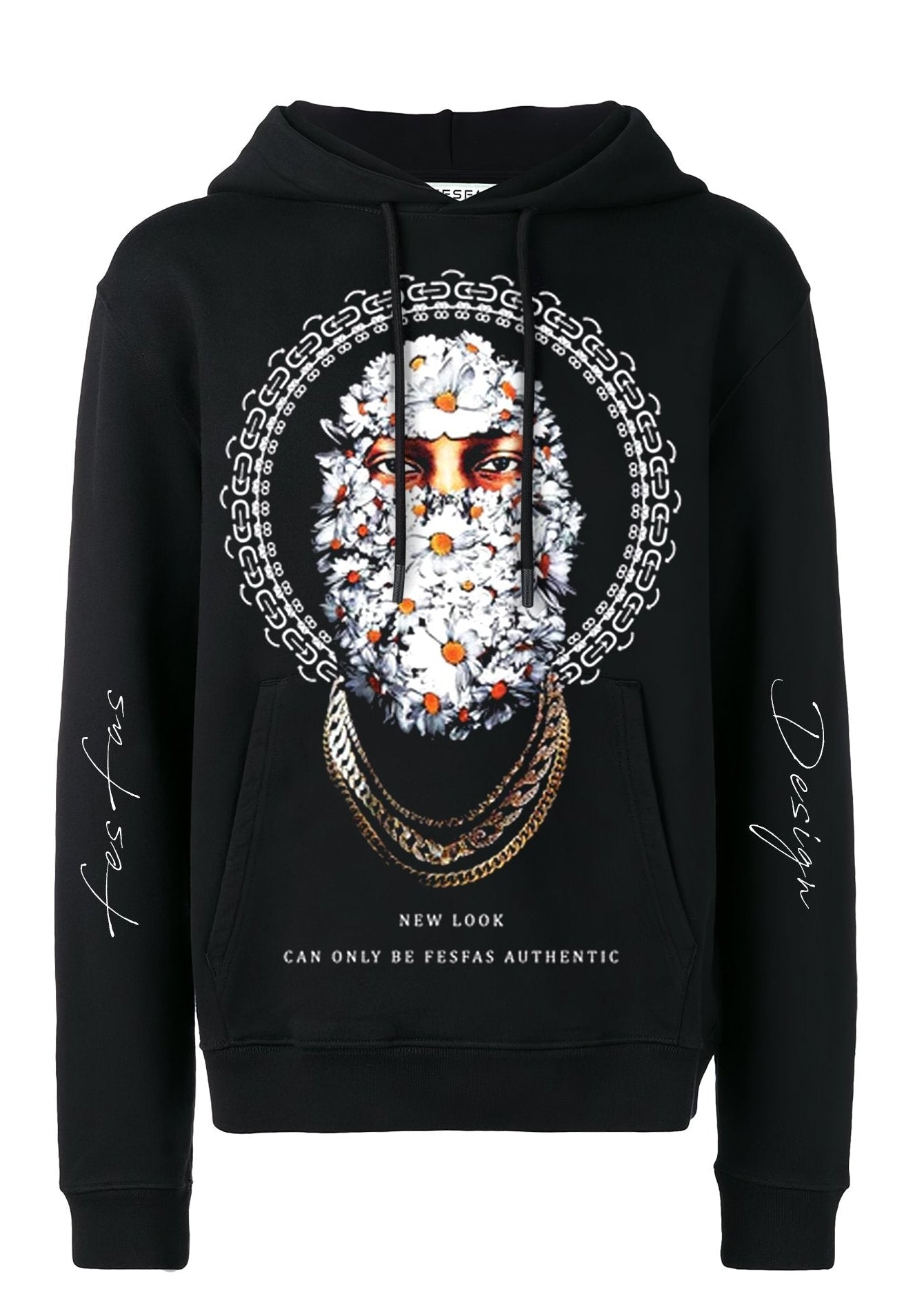 FesFas white chrysanthemum-print Hoodie | Black