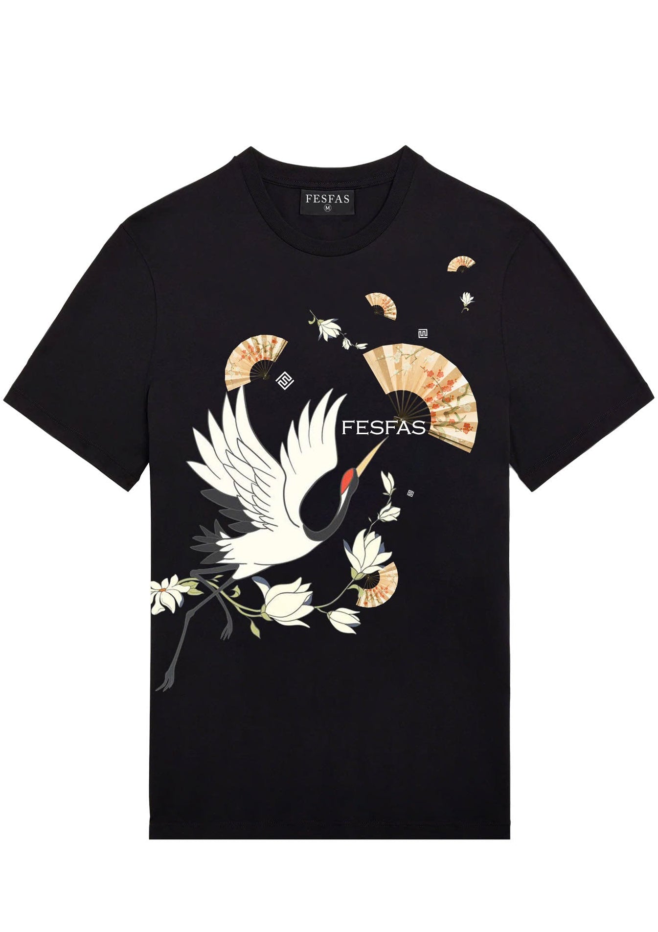 FesFas crane-print T-shirt | Black