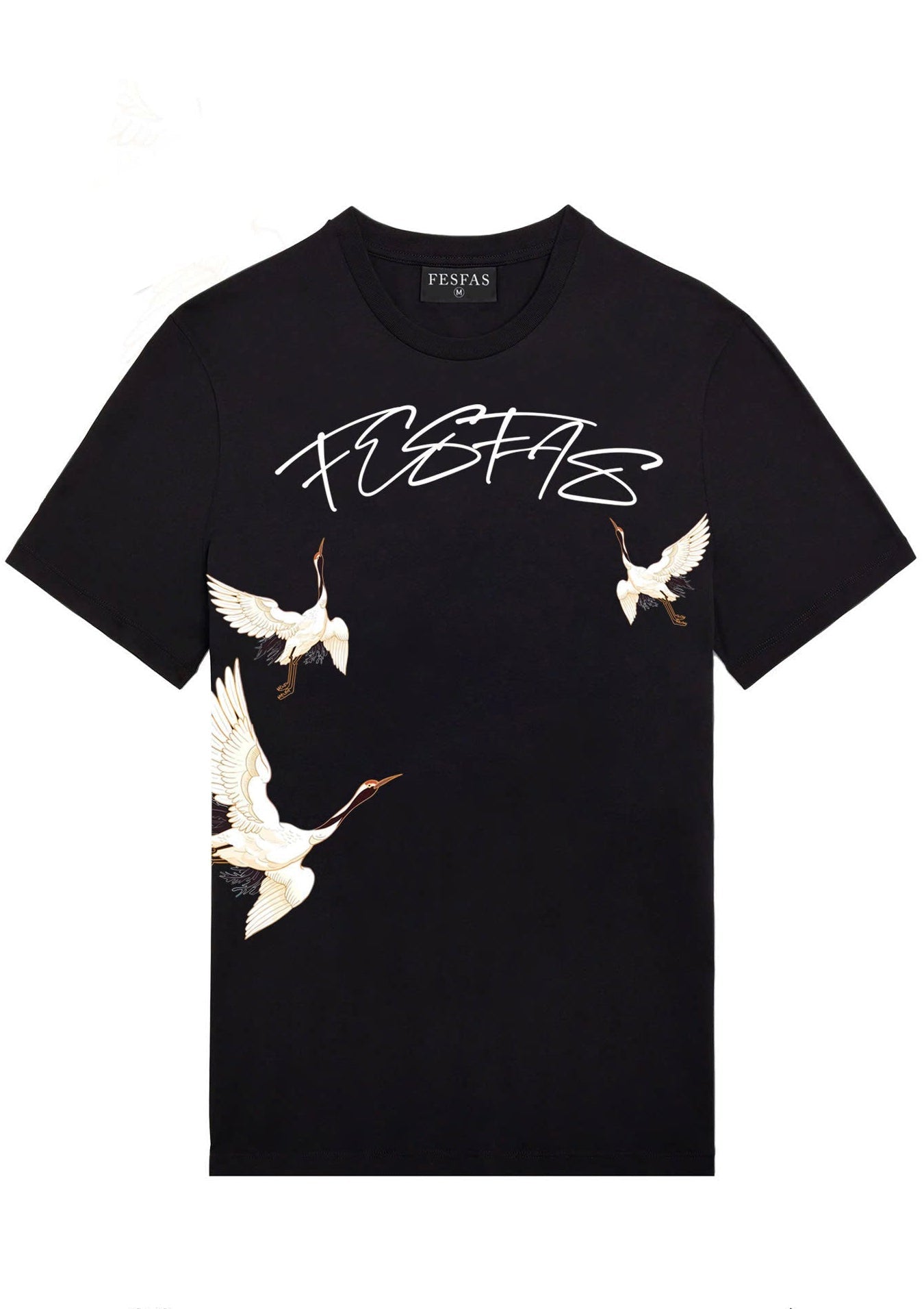 FesFas crane-print T-shirt | Black
