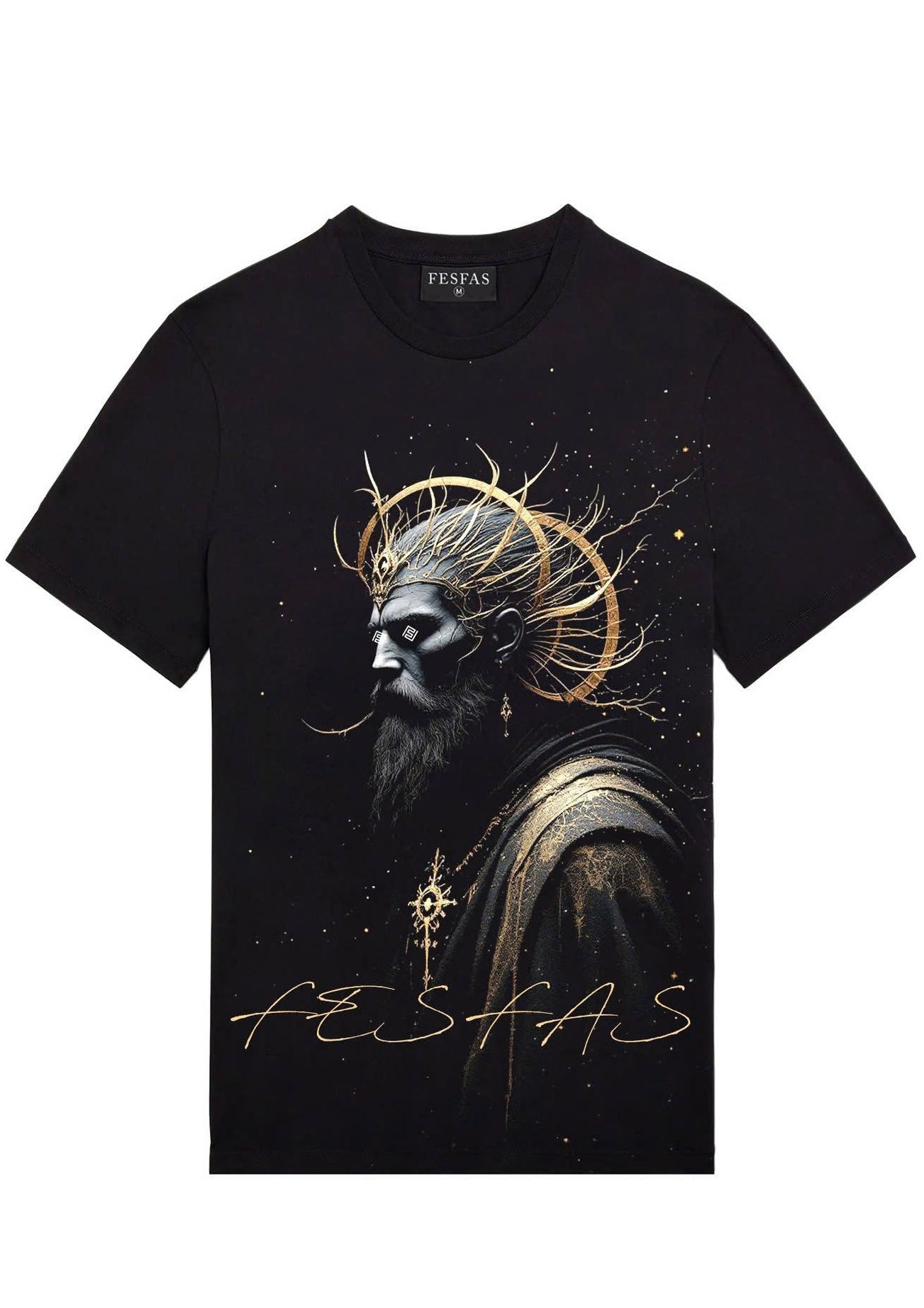 FesFas priest-print T-shirt | Black