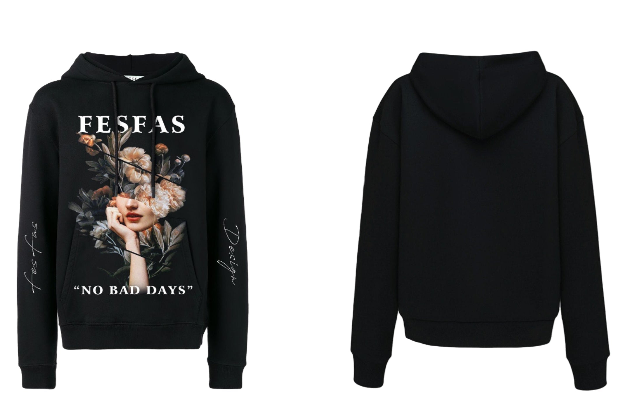FesFas Flower-print Hoodie | Black