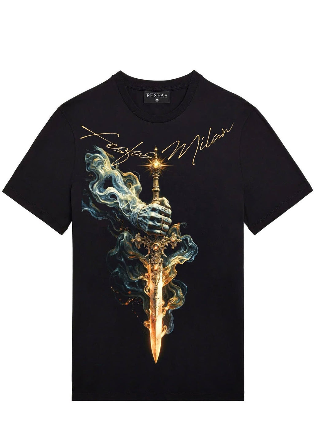 FesFas sword-print T-shirt | Black