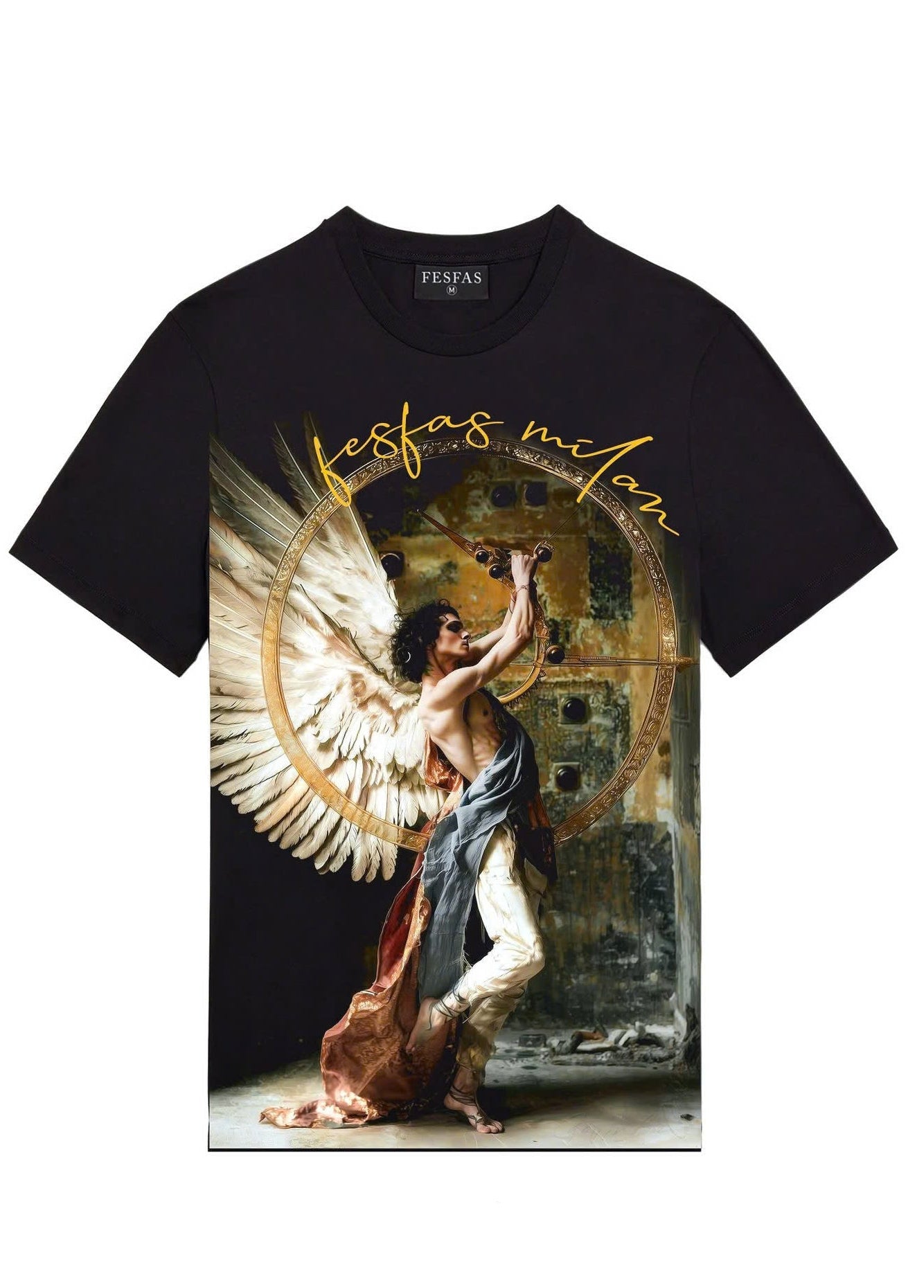 FesFas angel-print T-shirt | Black