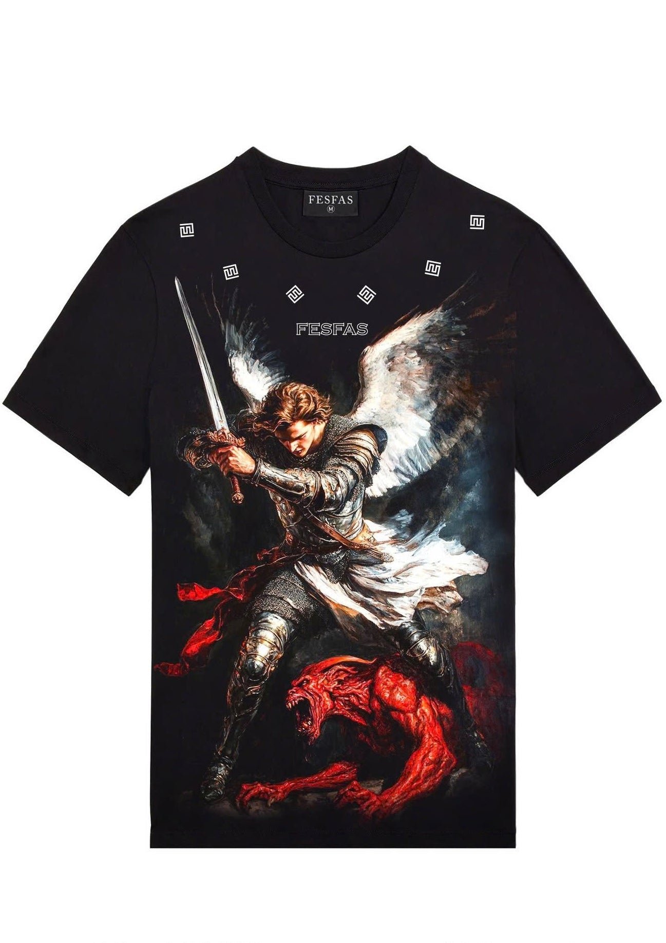 FesFas angle demon-print T-shirt | Black