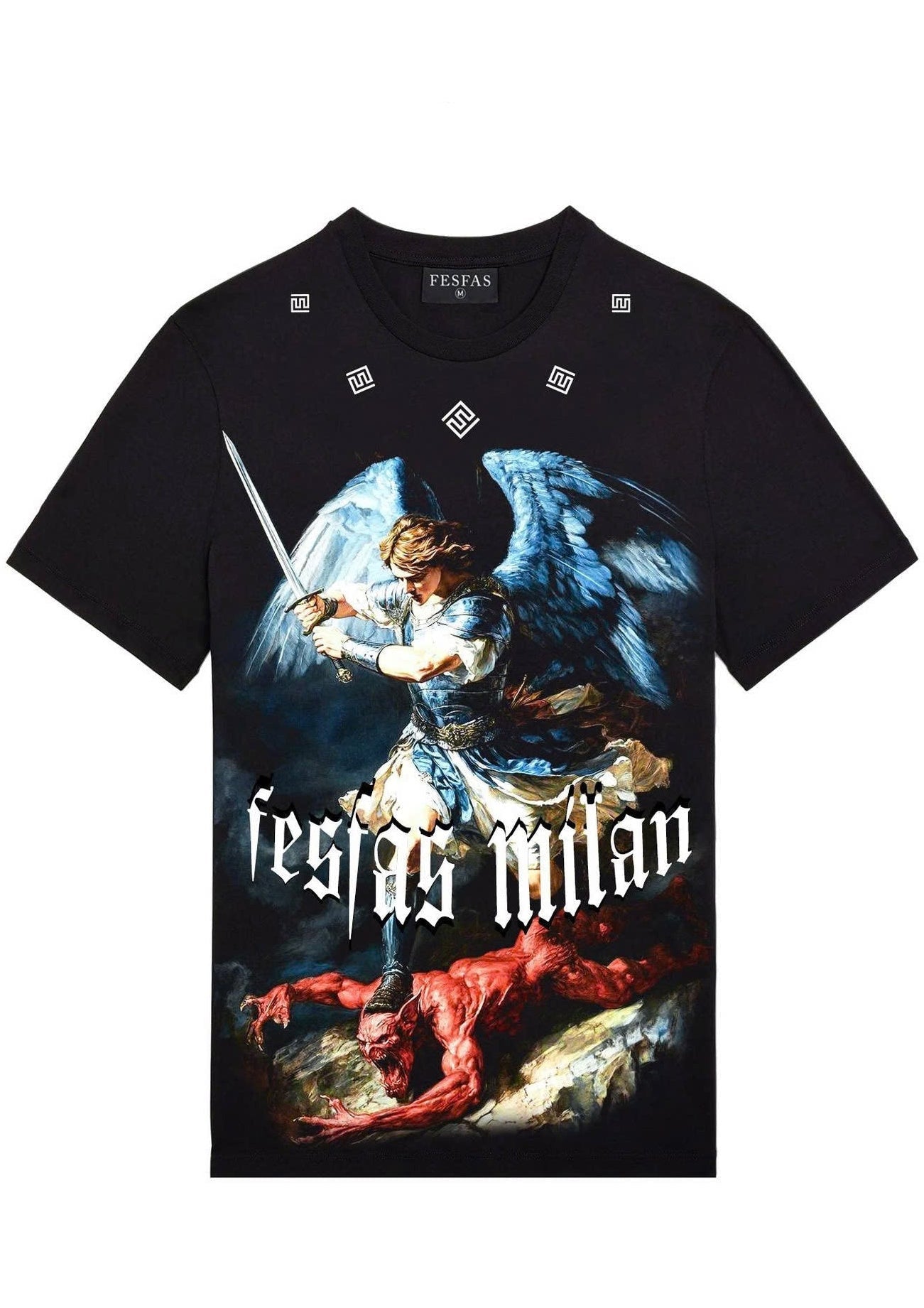 FesFas angel demon-print T-shirt | Black