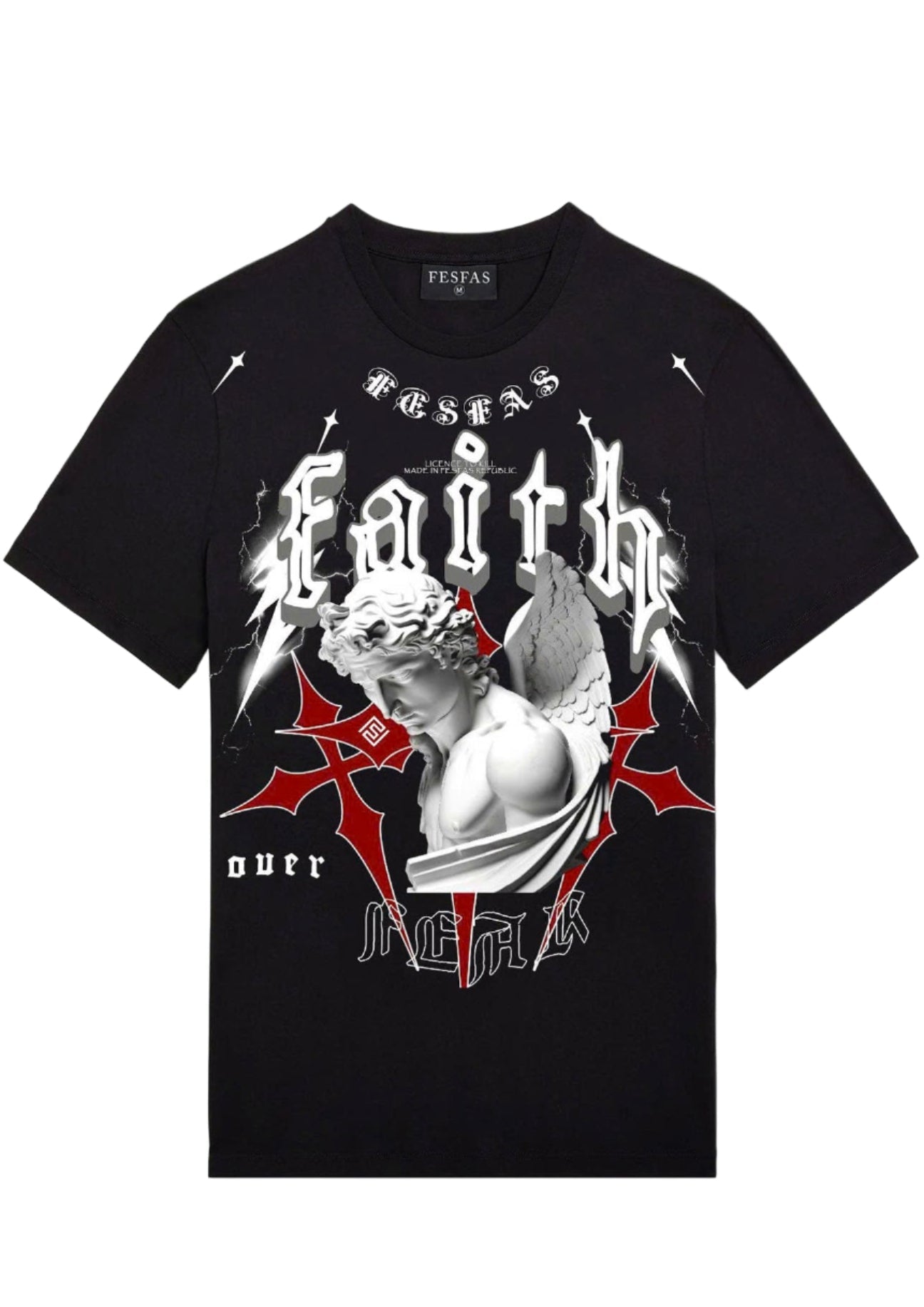 FesFas angel-print T-shirt | Black