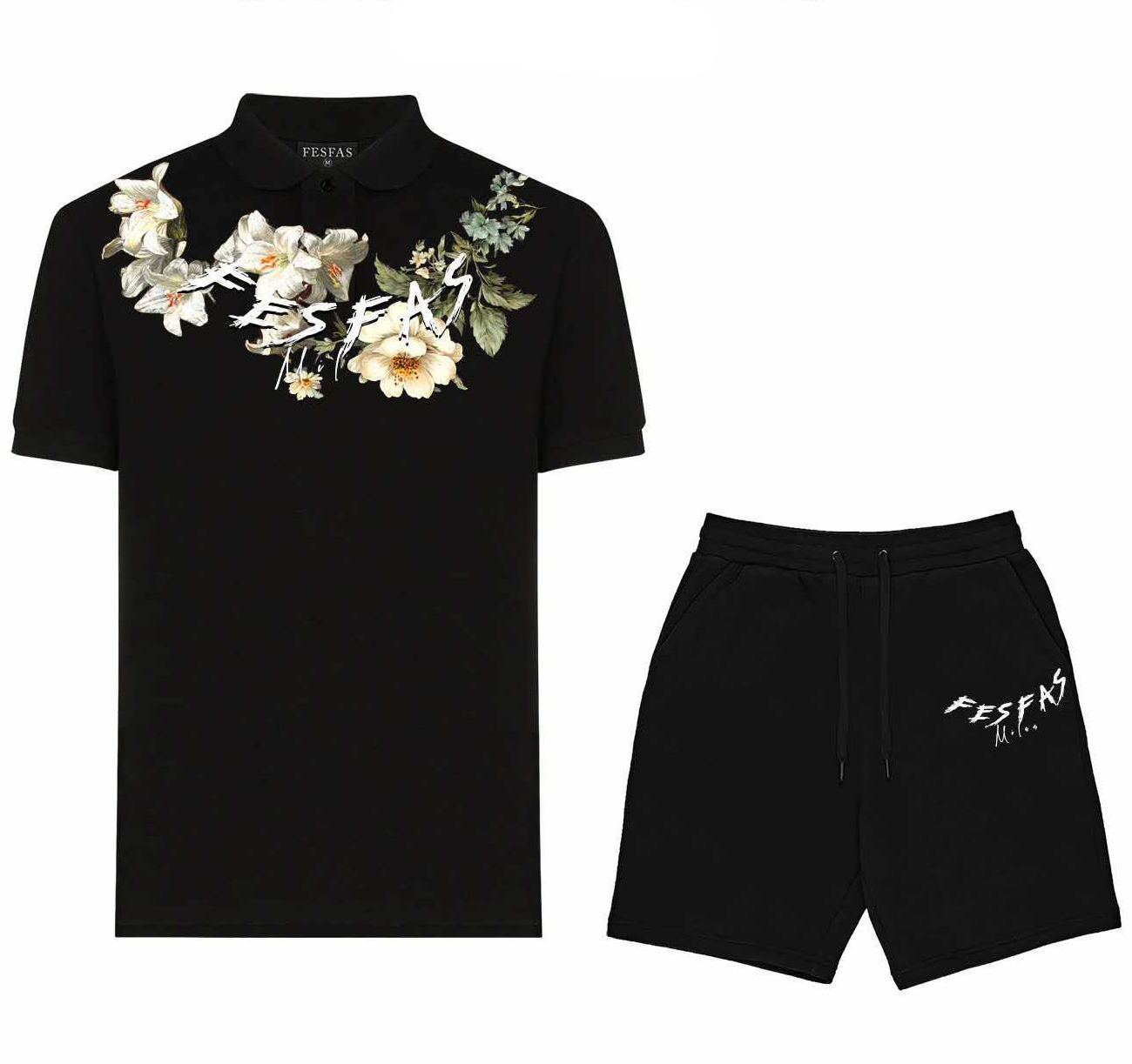 FesFas flowers-print Polo Set | Men | Black
