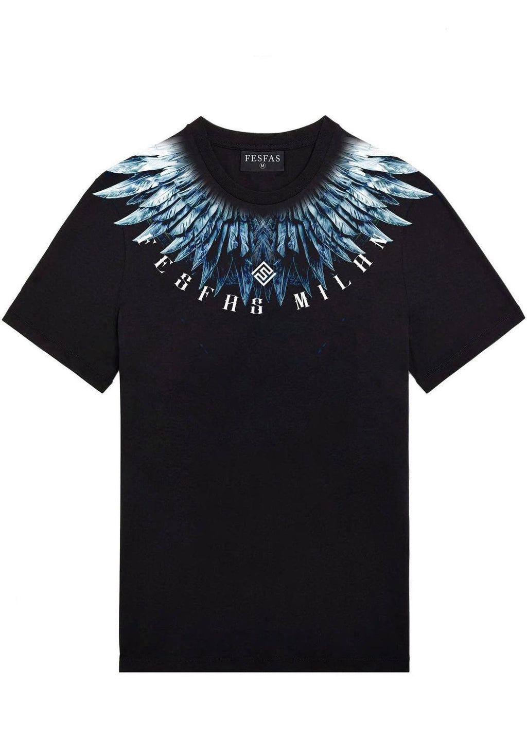 FesFas feathers-print T-shirt | Black