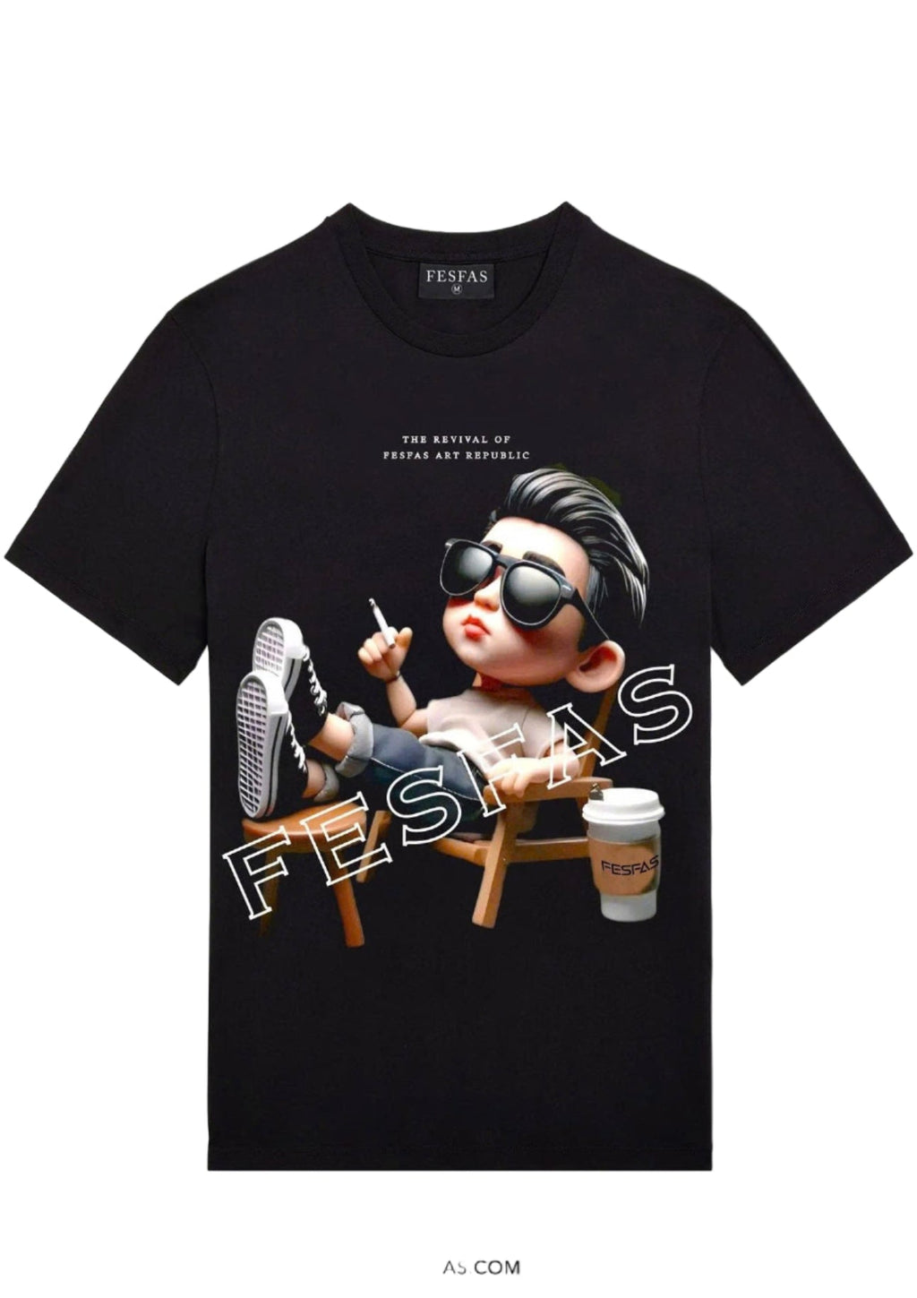 FesFas boy-print T-shirt | Black