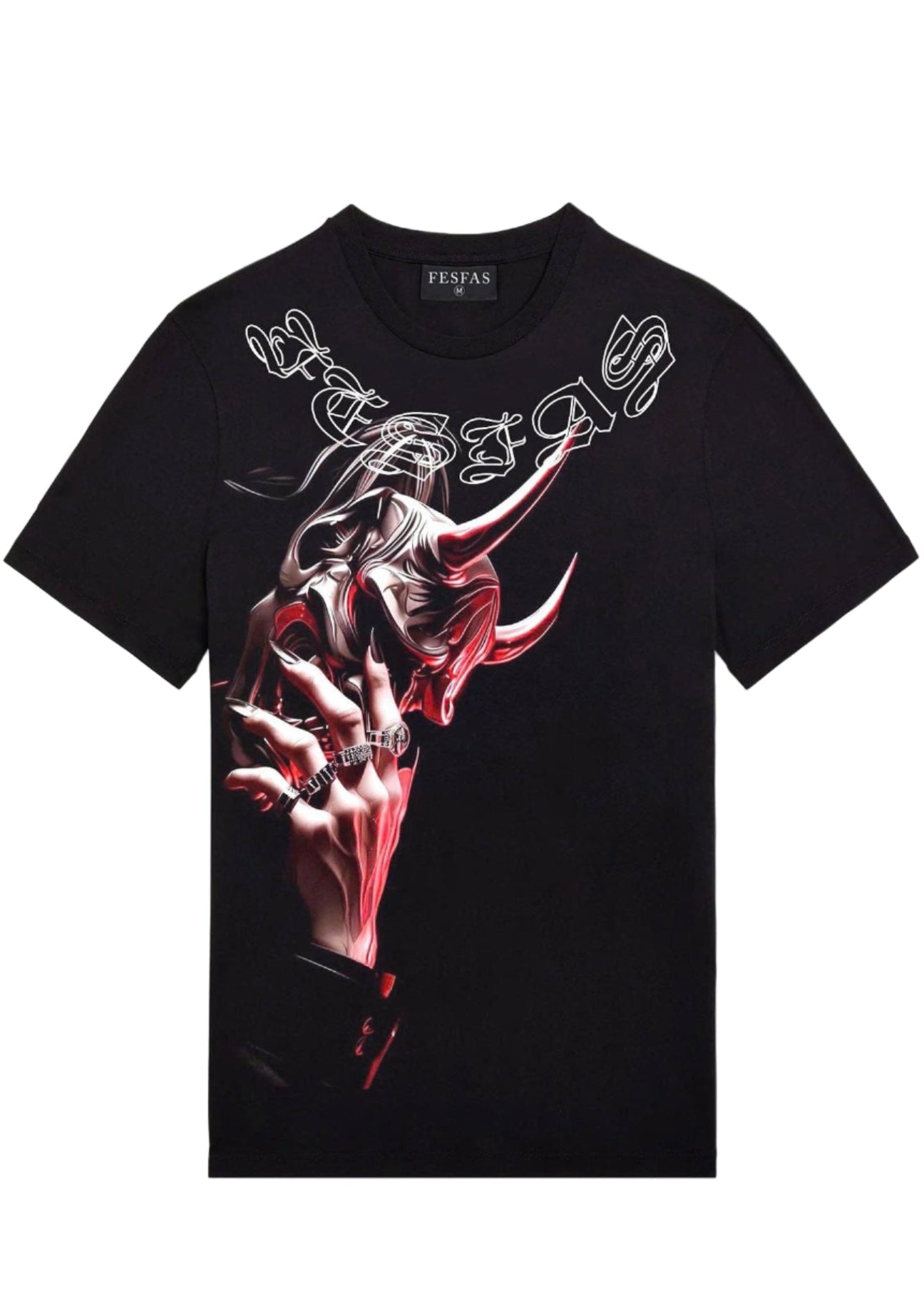 FesFas mask-print T-shirt | Black