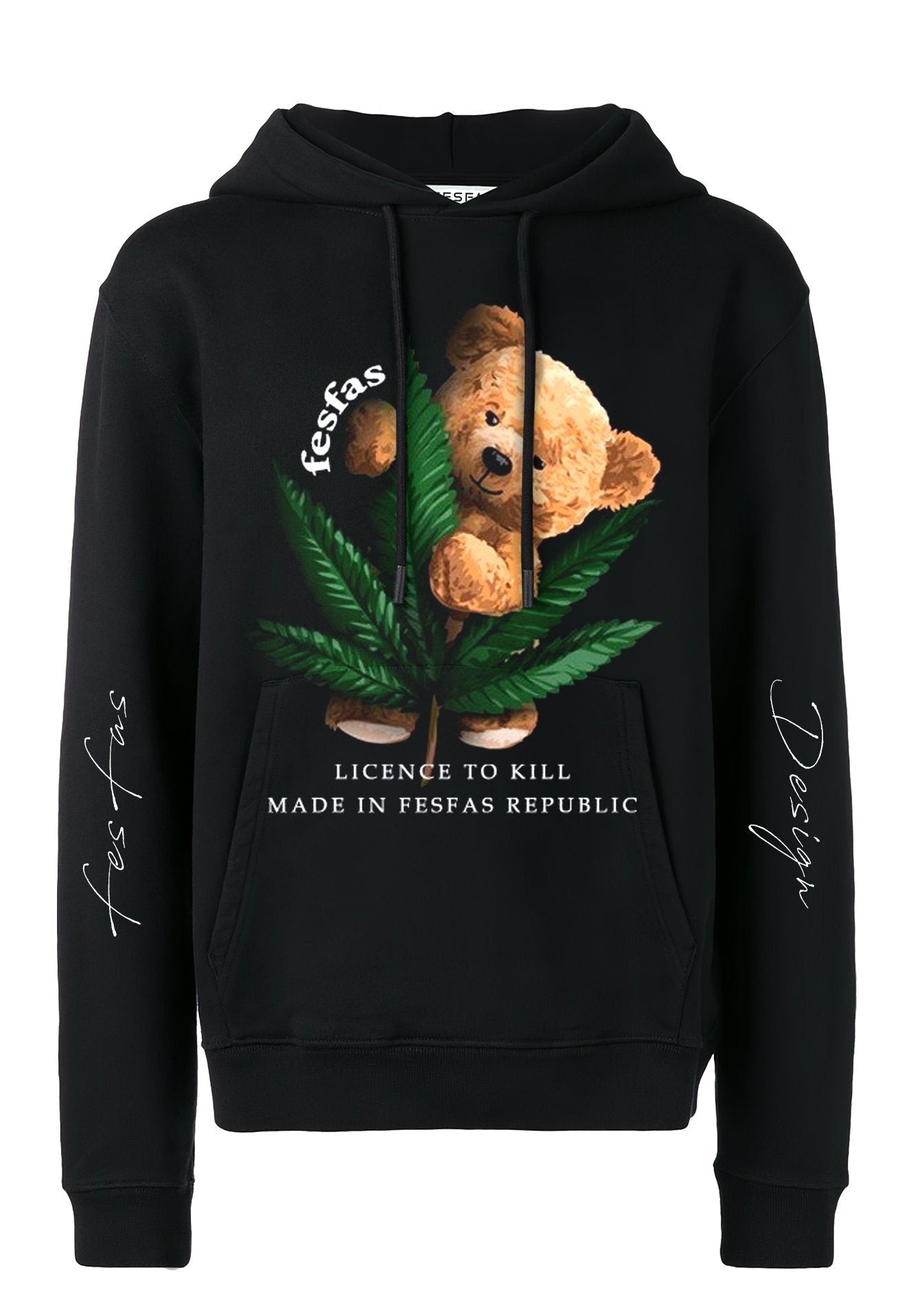 FesFas teddy bear high-print Hoodie | Black