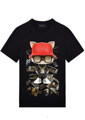 FesFas cat-print T-shirt | Black