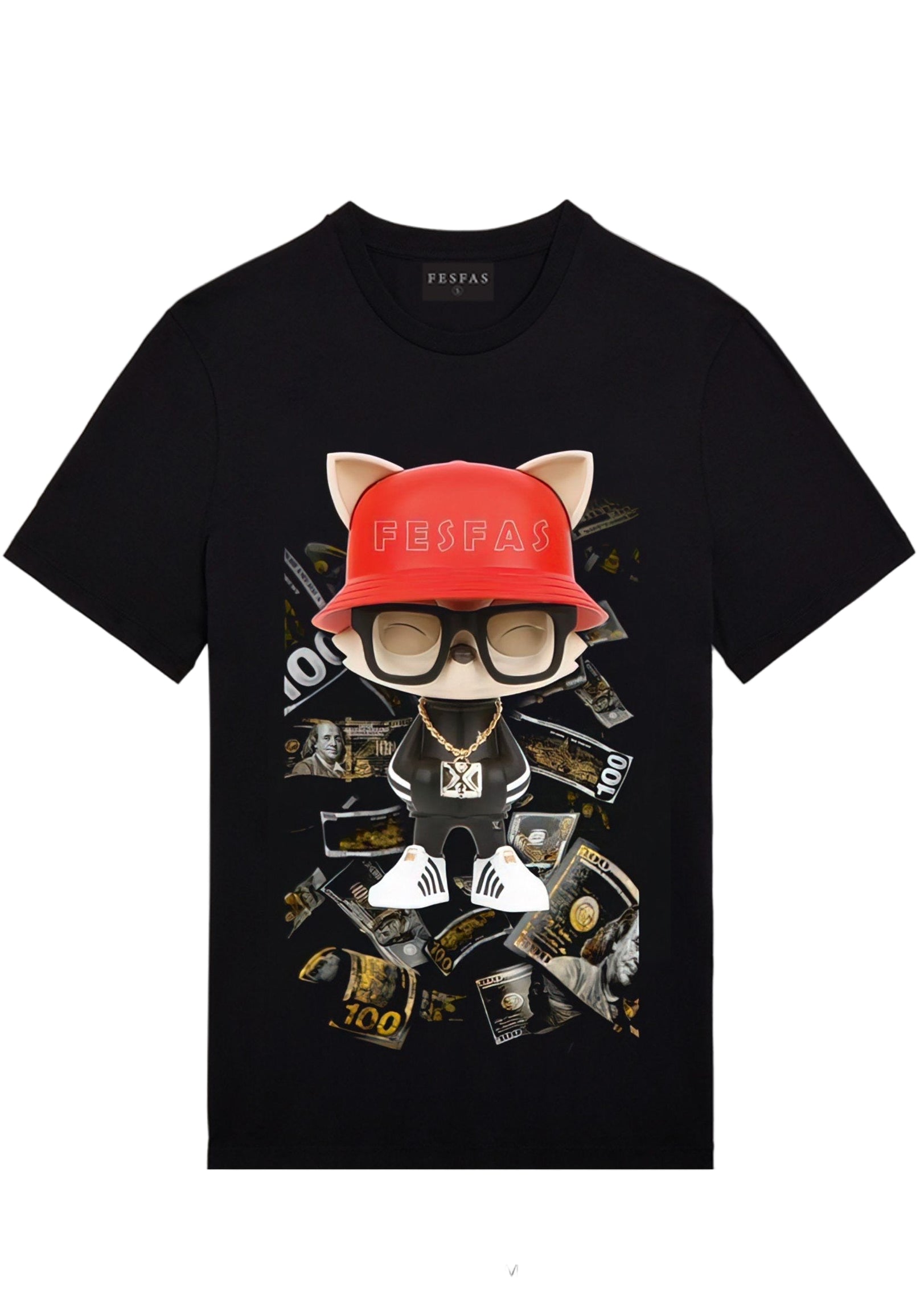 FesFas cat-print T-shirt | Black