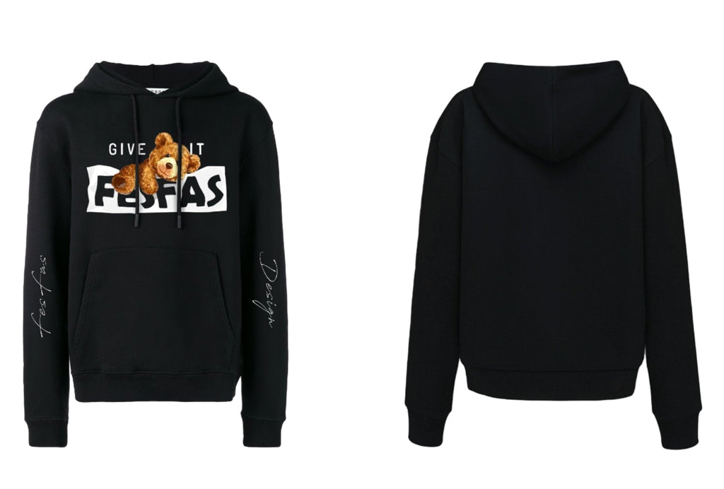 FesFas teddy bear-print Hoodie | Black