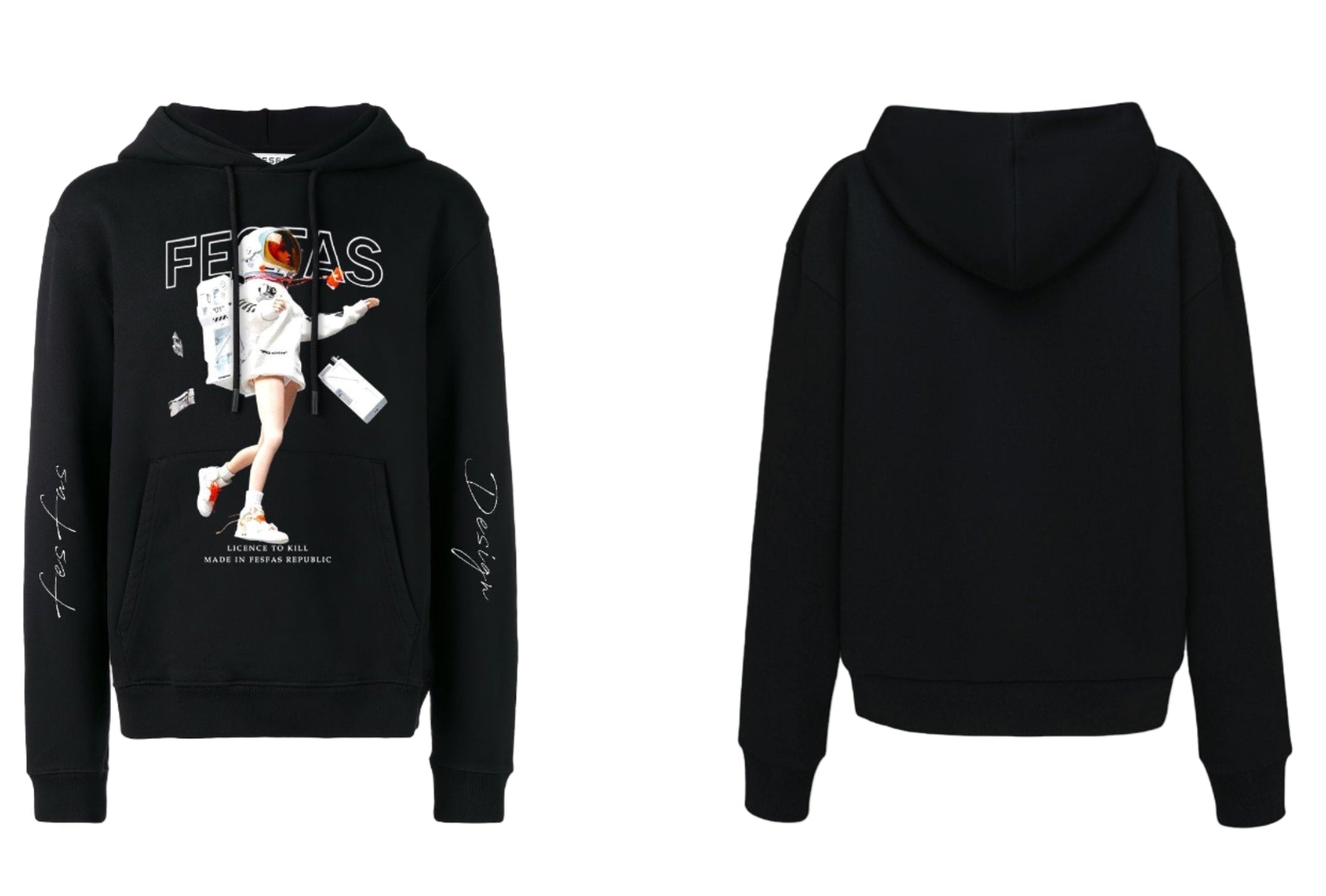 FesFas Capheny-print Hoodie | Black