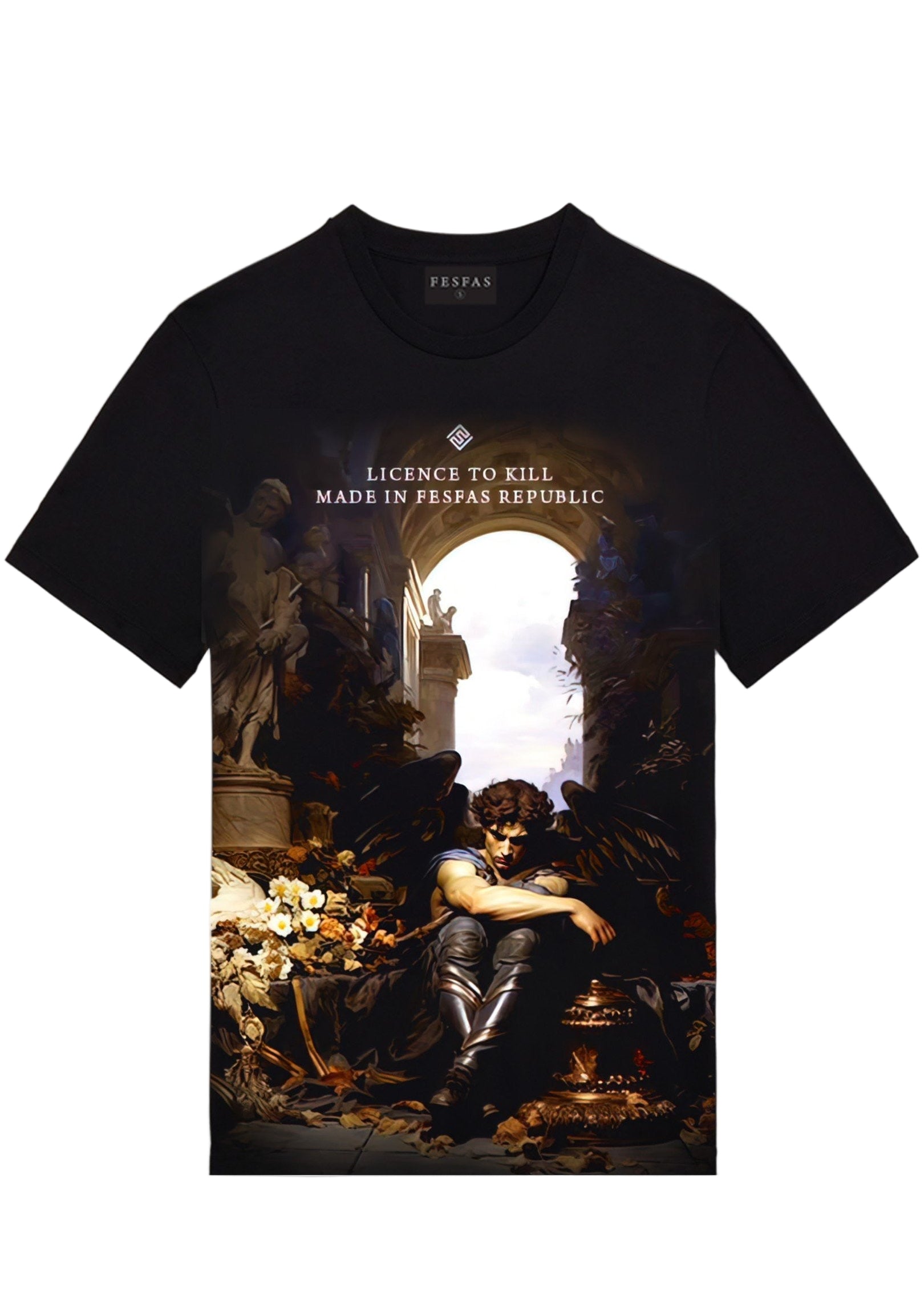 FesFas angel-print T-shirt | Black