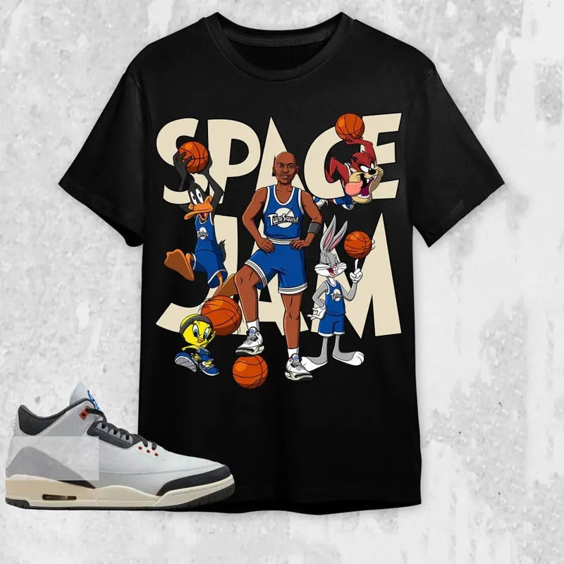 AJ 3 Q54 Unisex T-Shirt, MJ Tune Squad Tees, Shirt To Match Sneaker color Black Hoodie, Sweatshirt | GrindPrints.com