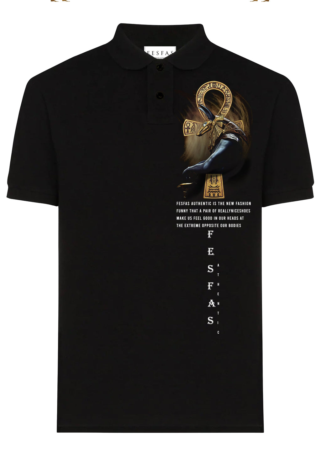 FesFas Anubis-print Polo Shirt | Black