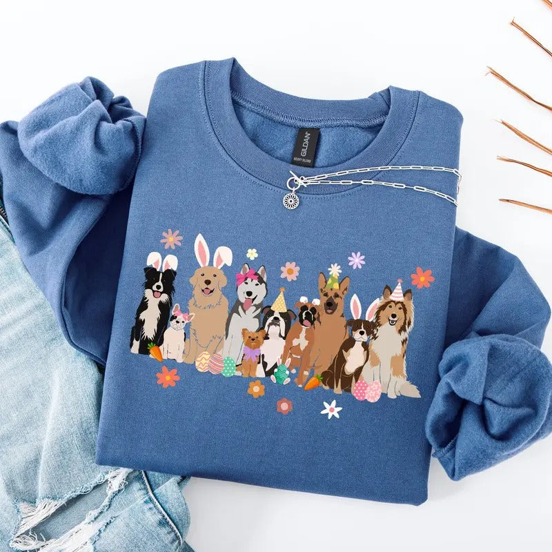 Adorable Dogs, Easter, Bunny, Jesus, Rabbit, Holiday Sweatshirt, Crew Neck, Women's, Crewneck T-Shirts, Hoodie