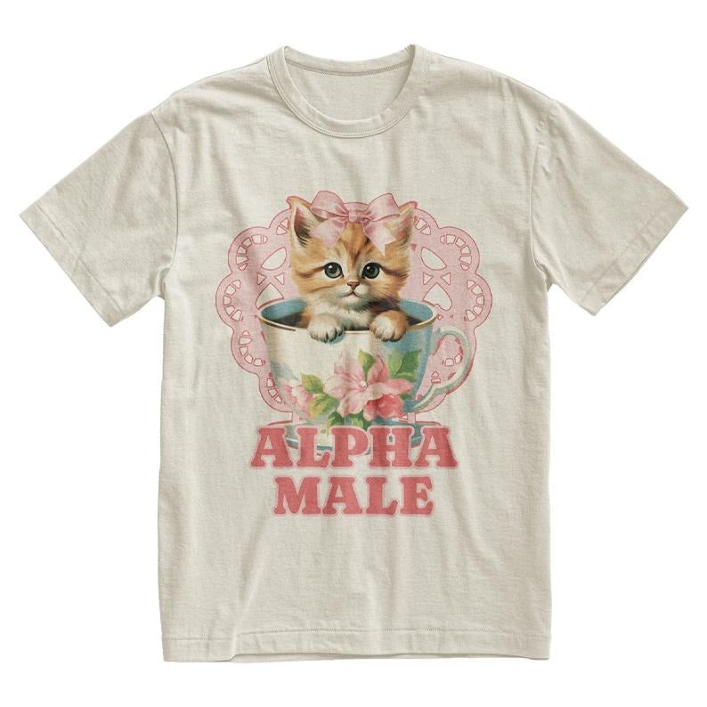Alpha Male Funny Kitten Tshirt, Funny Cat Meme Shirt, Boyfriend Gifts, Father Gift, Mom Tee, Cat Lovers, gift for her for...