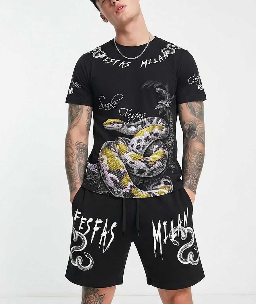 FesFas anaconda-print T-shirt Set | Black