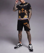 FesFas angels-print T-shirt Set | Black