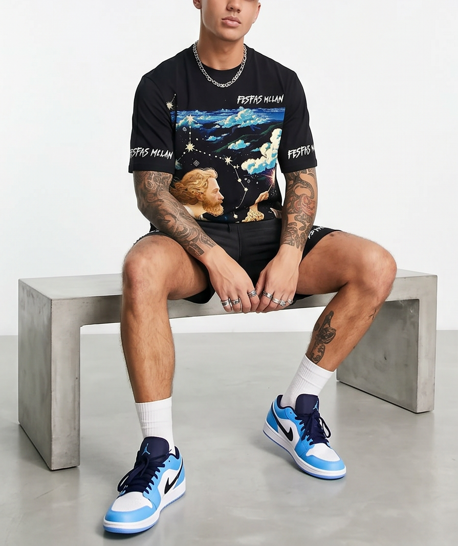 FesFas painting-print T-shirt Set | Black